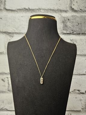 Gold Tone Crystal Bar Pendant Necklace Dainty Minimalist Everyday